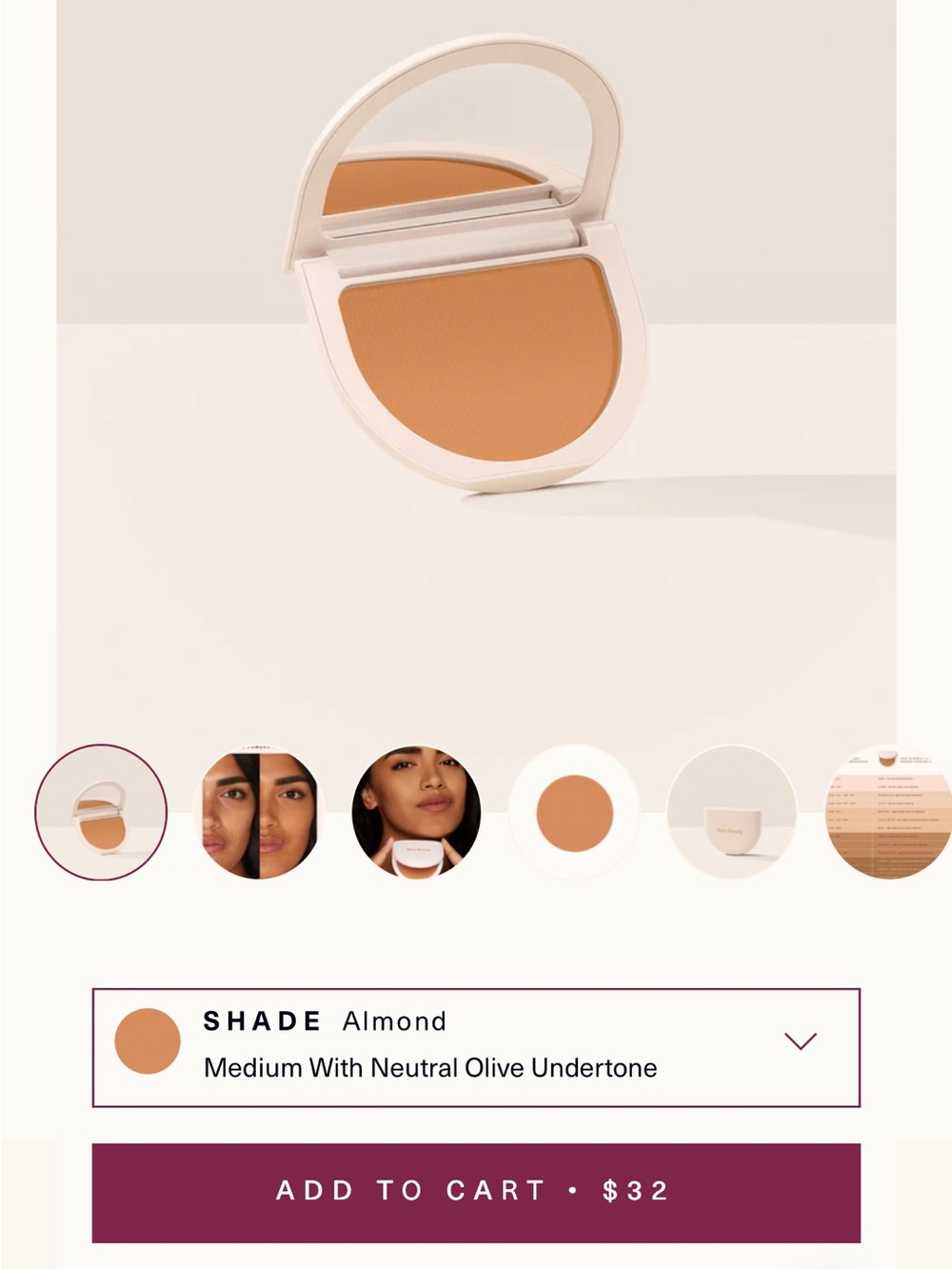 Rare Beauty Almond Compact Foundation — Almond Shade